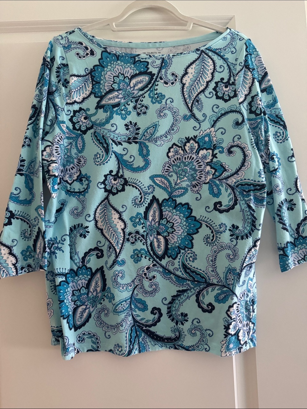 Talbots Light Blue and White Tee - Plus